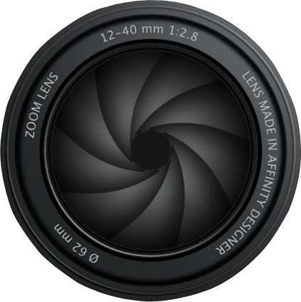 A camera lens with the shutter open.